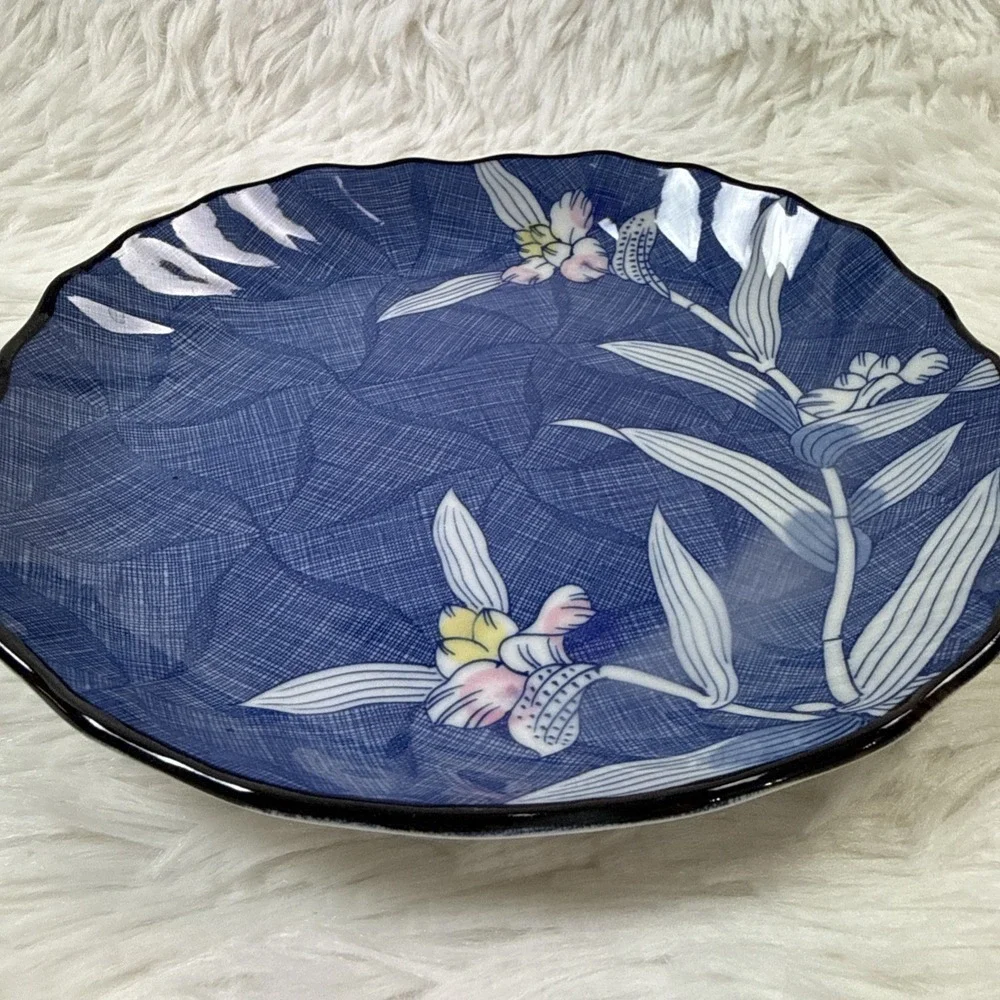 Japanese‎ Style Blue Floral Porcelain Salad Dessert Plate 7.5